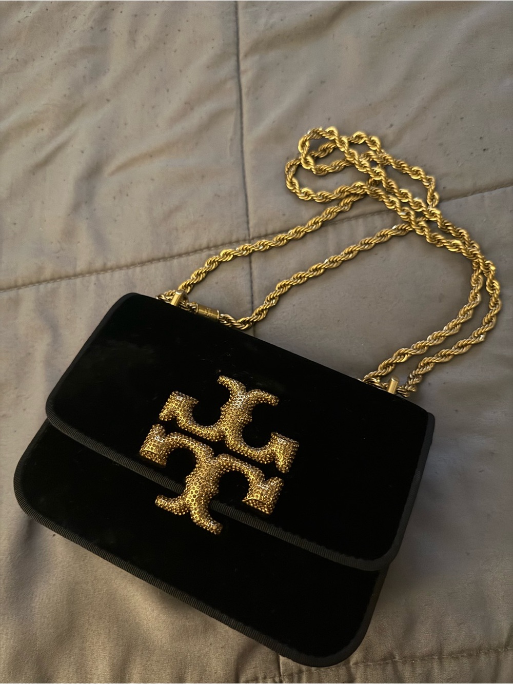 Authentic Tory Burch Velvet Eleanor Shoulder Bag